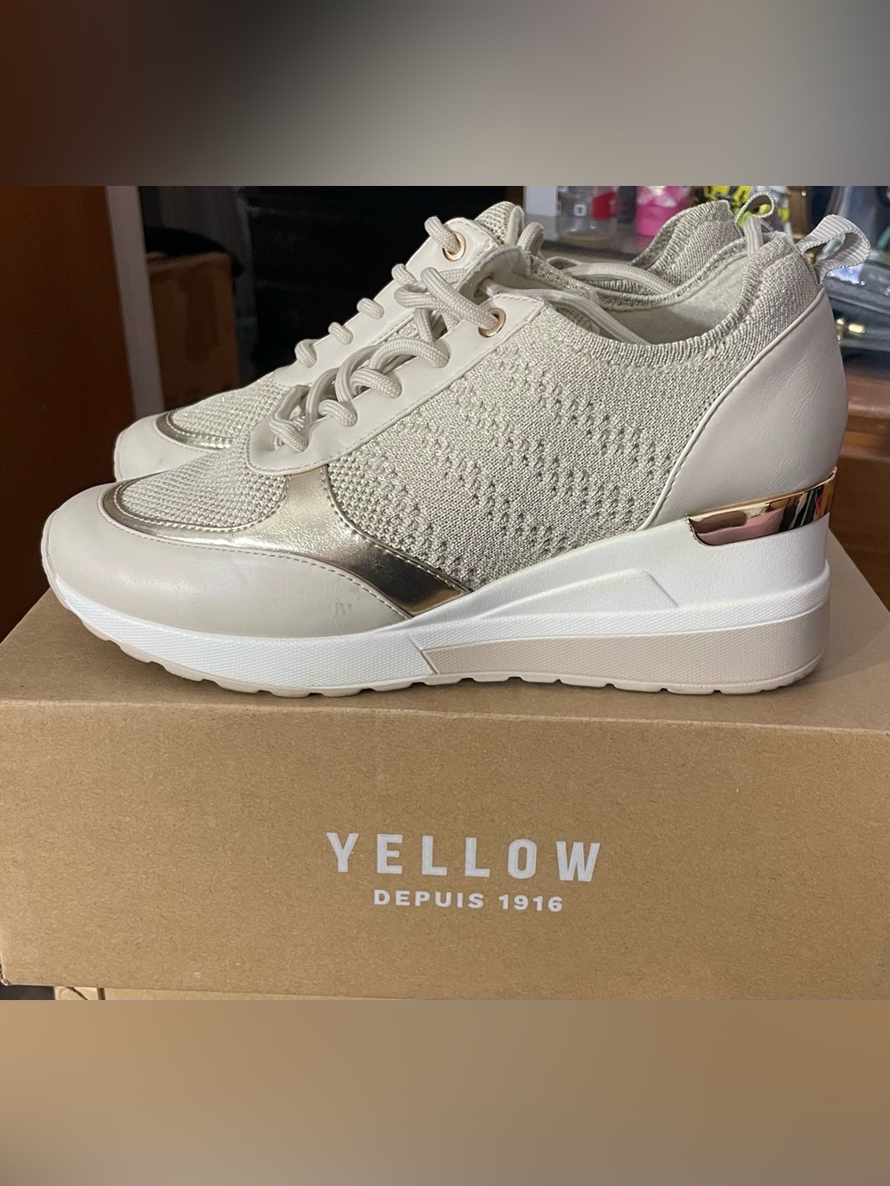 Gold sneaker wedges size 9